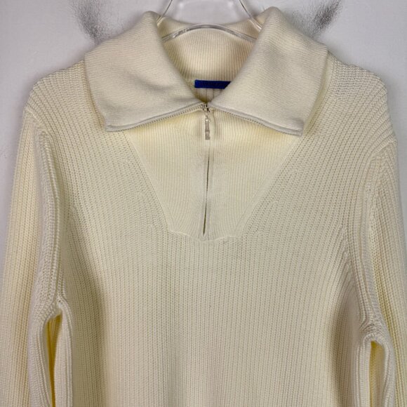 J. McLaughlin Rupert Sweater Chunky Shawl Collar Cream Ivory Size XL EUC - Picture 3 of 11